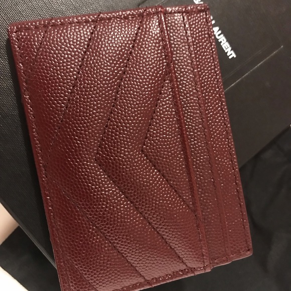 New!! Saint Laurent Card Holder in Burgundy - Picture 3 of 3